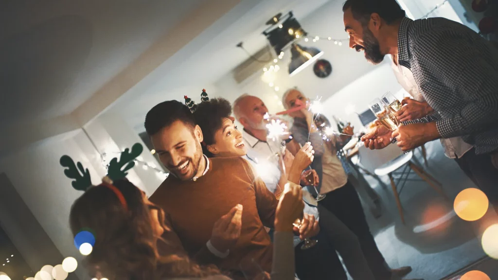 a group of people enjoying themselves at a party