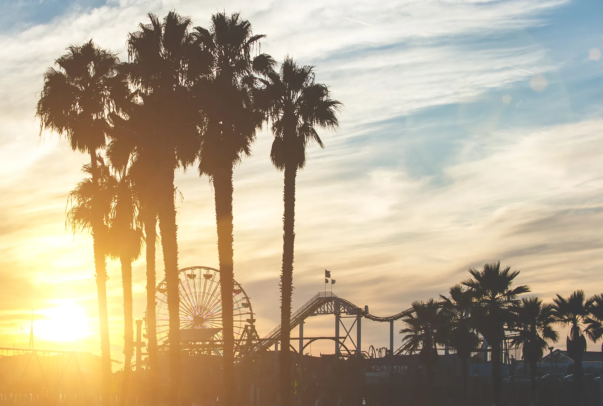landscape image of Santa Monica at sunset